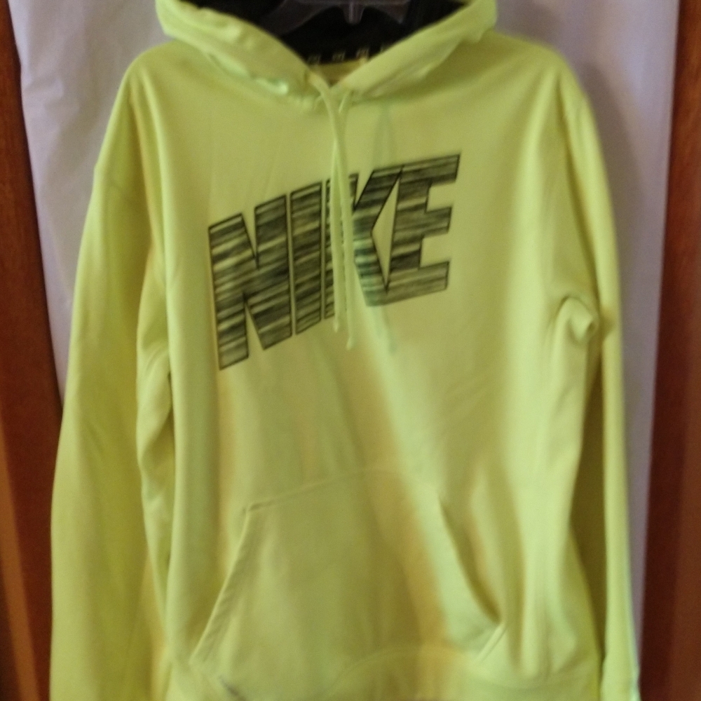Men's Nike Neon Green Hoodie, Sz Lg, Therma - Fit